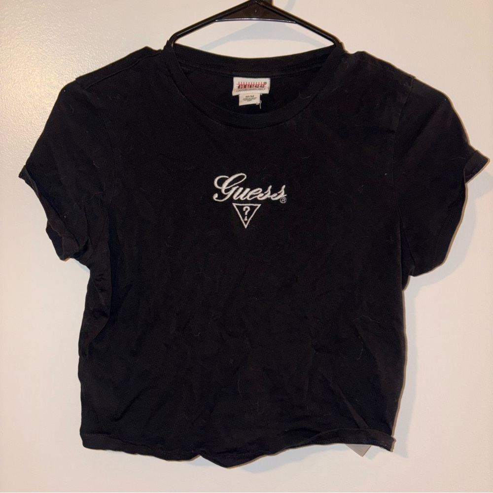 Guess Black Logo Crop Top